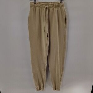 South Moon Under Isla Ona Tan Cotton Joggers Size Small Ribbed Pockets